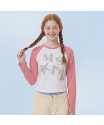 Typo Raglan Long Sleeve_Indie Pink