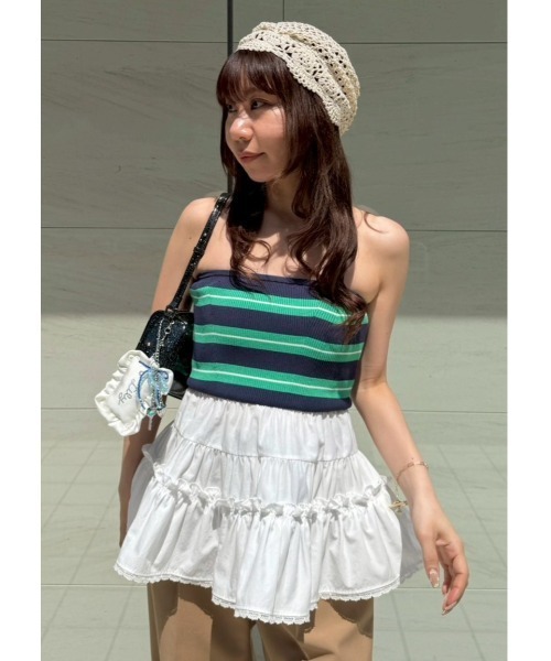 LILY BROWN（リリーブラウン）の「ドッキングフリルニットベアトップス