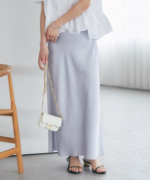 ラブテックボンボン　ライトグレー　サテンスカートPS La boutique BonBon（ラブティックボンボン）の「【SET UP可・カラーで