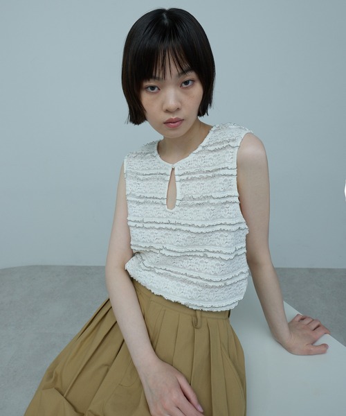 leimn(レイムン)の「レース2WAYタンク(タンクトップ・レディース・ホワイト・FREE)」の1枚目の写真