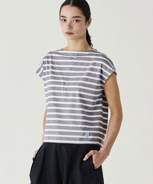 ORCIVAL（オーシバル）の「ORCIVAL | コットンレジェ ボートネック フレンチスリーブプルオーバー WOMEN（Tシャツ/カットソー・レディース・ブルー系その他2/レッド系その他/グレー系その他2・1）」の4枚目の写真