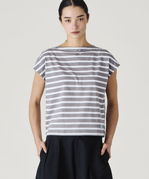 ORCIVAL（オーシバル）の「ORCIVAL | コットンレジェ ボートネック フレンチスリーブプルオーバー WOMEN（Tシャツ/カットソー・レディース・ブルー系その他2/レッド系その他/グレー系その他2・1）」の2枚目の写真