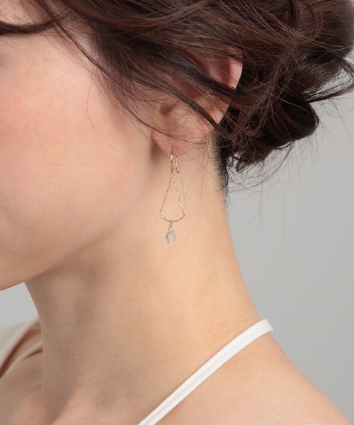 festaria bijou SOPHIA(フェスタリアビジュソフィア)の「K10YG アクアマリン ピアス(ピアス(両耳用)・レディース・イエローゴールド・ONE SIZE)」の1枚目の写真