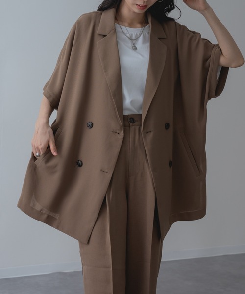 refinedworks（リファインドワークス）の「【refinedworks】セットアップ 対応◎ 半袖 テーラード ジャケット（テーラードジャケット・レディース・ブラック/ブラウン/チャコールグレー・FREE）」の15枚目の写真