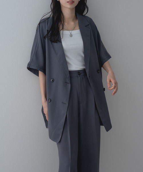 refinedworks（リファインドワークス）の「【refinedworks】セットアップ 対応◎ 半袖 テーラード ジャケット（テーラードジャケット・レディース・ブラック/ブラウン/チャコールグレー・FREE）」の8枚目の写真