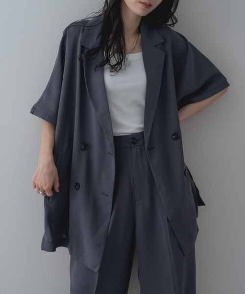 refinedworks（リファインドワークス）の「【refinedworks】セットアップ 対応◎ 半袖 テーラード ジャケット（テーラードジャケット・レディース・ブラック/ブラウン/チャコールグレー・FREE）」の10枚目の写真