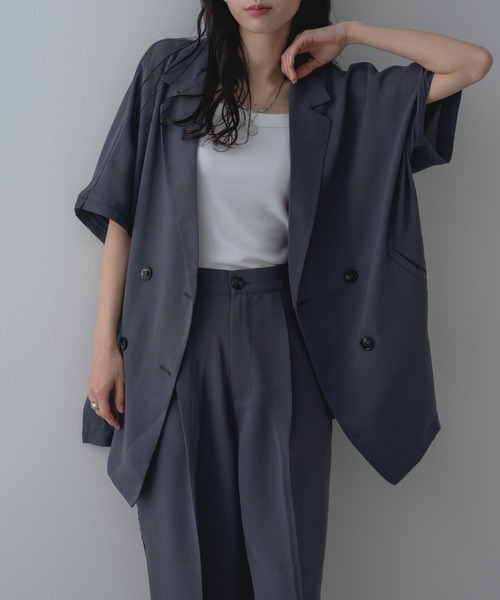 refinedworks（リファインドワークス）の「【refinedworks】セットアップ 対応◎ 半袖 テーラード ジャケット（テーラードジャケット・レディース・ブラック/ブラウン/チャコールグレー・FREE）」の19枚目の写真