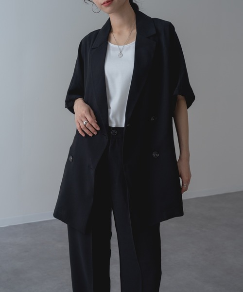 refinedworks（リファインドワークス）の「【refinedworks】セットアップ 対応◎ 半袖 テーラード ジャケット（テーラードジャケット・レディース・ブラック/ブラウン/チャコールグレー・FREE）」の11枚目の写真