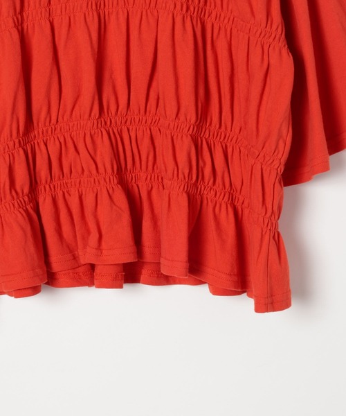 LEPSIM(レプシィム)の「シャーリングショートT 680401(Tシャツ/カットソー・レディース・レッド/オフホワイト/ブラック・FREE)」の7枚目の写真