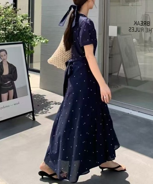 FAVORITO(ファヴォリート)の「バックリボンタイワンピース(ワンピース・レディース・ネイビー/ホワイト・F)」の2枚目の写真
