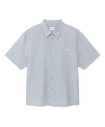 TCM mini logo textured half shirt (blue grey)