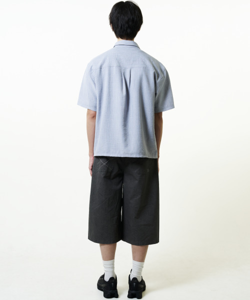 THECOLDESTMOMENT(ザコールデストモーメント)の「TCM mini logo textured half shirt (blue grey)(シャツ/ブラウス・レディース・その他・LARGE/MEDIUM)」の8枚目の写真