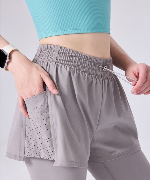 メッシュ ポケット付き パンツ 一体型 レギンス 水着 水陸両用