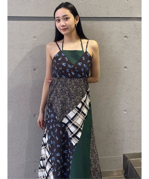 MURUA(ムルーア)の「パッチワークキャミワンピース 夏服(ワンピース・レディース・ホワイト/グリーン・FREE)」の5枚目の写真
