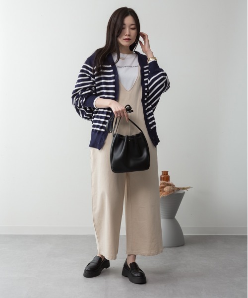 MARAI（マーライ）の「ボーダーキーネックドルマンカーディガン（カーディガン/ボレロ・レディース・ホワイト×ブラック/ブラック×ホワイト/ネイビー×ホワイト・LL～3L/4L～5L）」の20枚目の写真