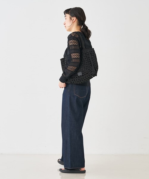 collex(コレックス)の「【Swaraj /スワラージ】手編みペーパーラフィアトートバッグ(かごバッグ・レディース・ベージュ/ホワイト・フリー)」の14枚目の写真