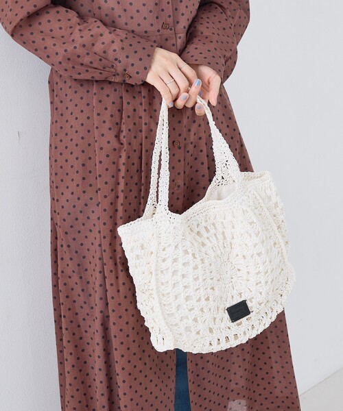 collex(コレックス)の「【Swaraj /スワラージ】手編みペーパーラフィアトートバッグ(かごバッグ・レディース・ベージュ/ホワイト・フリー)」の16枚目の写真