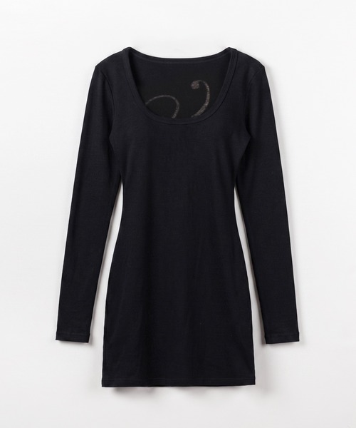 me+em select（ミームセレクト）の「【 ２color 】レタリングバックロゴスクエアタイトミニワンピース ／ lettering back logo square tight mini onepiece（ワンピース・レディース・ホワイト/ブラック・FREE）」の10枚目の写真
