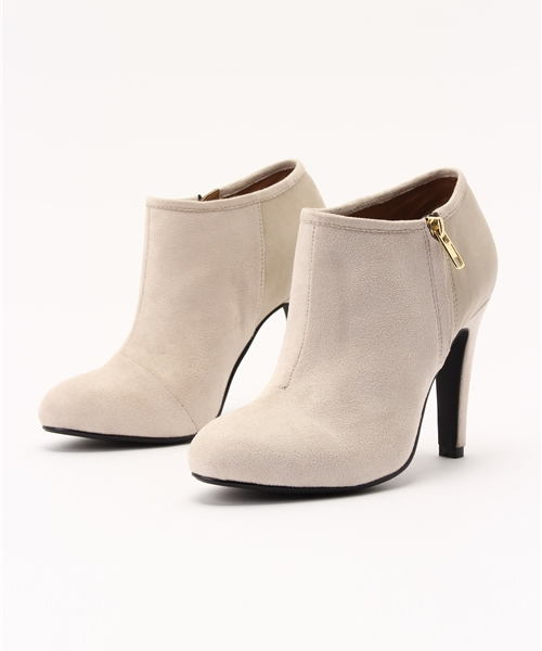 DouDou（ドゥドゥ）の「【DouDou】異素材使いブーティー（ブーツ・レディース・ブラック/ベージュ・36/38/37）」の2枚目の写真