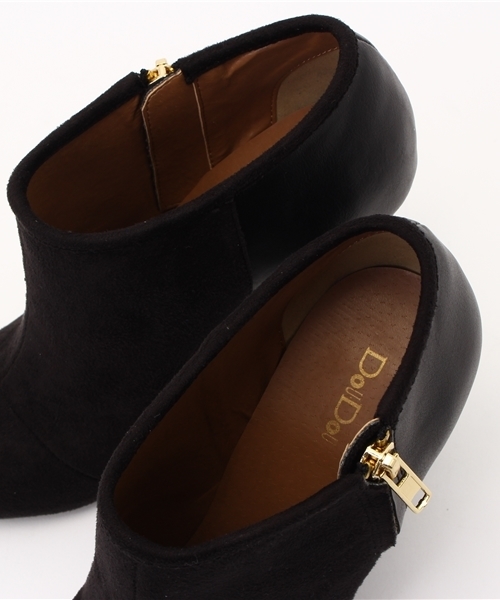 DouDou（ドゥドゥ）の「【DouDou】異素材使いブーティー（ブーツ・レディース・ブラック/ベージュ・36/38/37）」の7枚目の写真