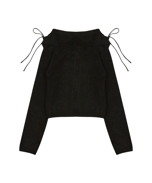 LUVISTRUE(ラヴイズトゥルー)の「FS RIBBON OFF-SHOULDER KNIT ZIP UP(BLACK)(カーディガン/ボレロ・レディース・その他・FREE)」の3枚目の写真