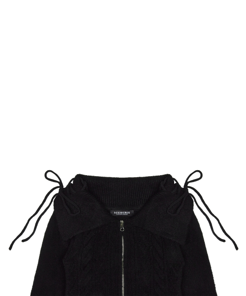LUVISTRUE(ラヴイズトゥルー)の「FS RIBBON OFF-SHOULDER KNIT ZIP UP(BLACK)(カーディガン/ボレロ・レディース・その他・FREE)」の4枚目の写真