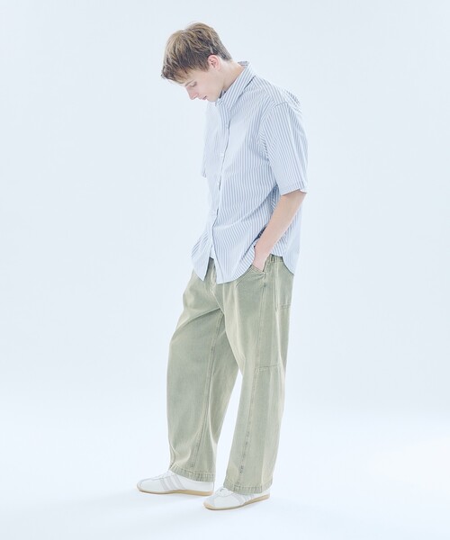 ABAHOUSE(アバハウス)の「【JAMES FABRIC】サイドガゼット ストライプシャツ / オーバーサイズ(シャツ/ブラウス・メンズ・サックスブルー/グレイッシュブルー/ライトグレー・46/48)」の4枚目の写真