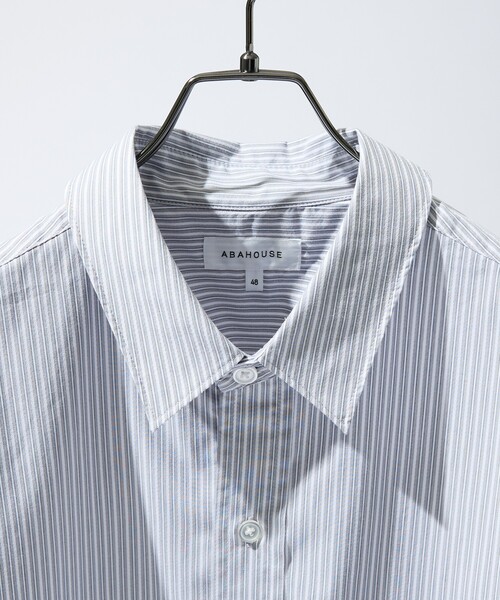 ABAHOUSE(アバハウス)の「【JAMES FABRIC】サイドガゼット ストライプシャツ / オーバーサイズ(シャツ/ブラウス・メンズ・サックスブルー/グレイッシュブルー/ライトグレー・46/48)」の6枚目の写真