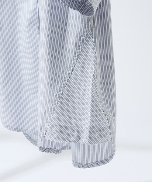 ABAHOUSE(アバハウス)の「【JAMES FABRIC】サイドガゼット ストライプシャツ / オーバーサイズ(シャツ/ブラウス・メンズ・サックスブルー/グレイッシュブルー/ライトグレー・46/48)」の8枚目の写真