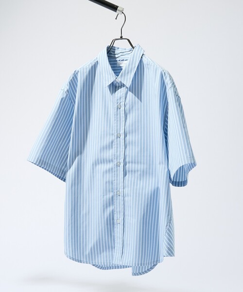 ABAHOUSE(アバハウス)の「【JAMES FABRIC】サイドガゼット ストライプシャツ / オーバーサイズ(シャツ/ブラウス・メンズ・サックスブルー/グレイッシュブルー/ライトグレー・46/48)」の12枚目の写真