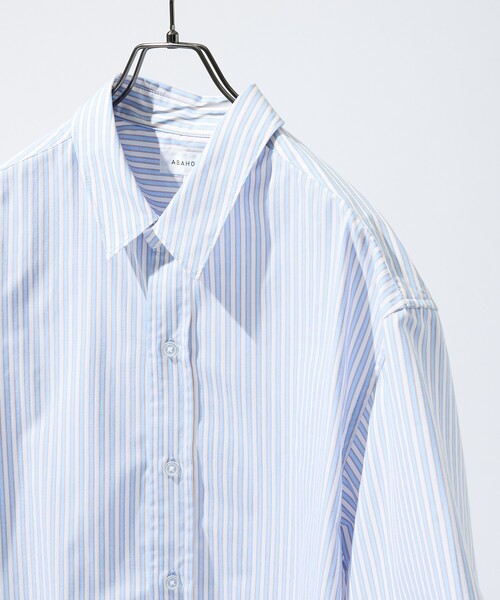 ABAHOUSE(アバハウス)の「【JAMES FABRIC】サイドガゼット ストライプシャツ / オーバーサイズ(シャツ/ブラウス・メンズ・サックスブルー/グレイッシュブルー/ライトグレー・46/48)」の22枚目の写真
