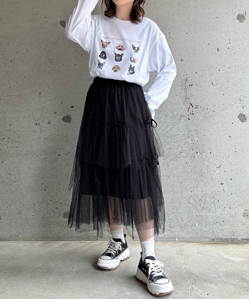 tunee（チュニー）の「ワンちゃんいっぱいロンT／長袖Tシャツ(hsyd)（Tシャツ/カットソー・レディース・ネイビー/ベージュ・LARGE/X-LARGE/MEDIUM/X-SMALL）」の14枚目の写真