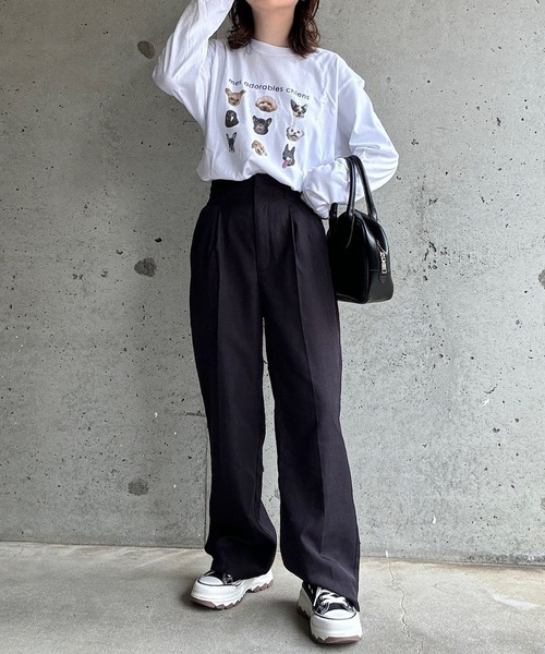 tunee（チュニー）の「ワンちゃんいっぱいロンT／長袖Tシャツ(hsyd)（Tシャツ/カットソー・レディース・ネイビー/ベージュ・LARGE/X-LARGE/MEDIUM/X-SMALL）」の20枚目の写真