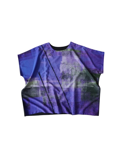 antiqua(アンティカ)の「異素材切替 アート柄 ドルマン トップス(Tシャツ/カットソー・レディース・パープル系その他/グレー系その他・ONESIZE)」の6枚目の写真