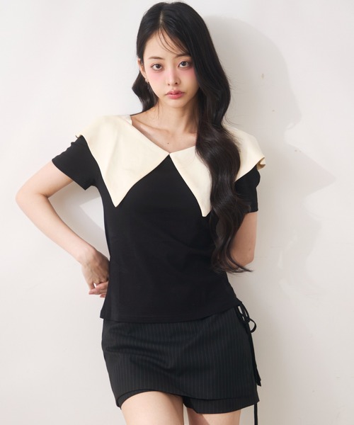 Noelie(ノエリー)の「ビックカラートップス(Tシャツ/カットソー・レディース・ベージュ/ホワイト/ブラック・FREE)」の16枚目の写真