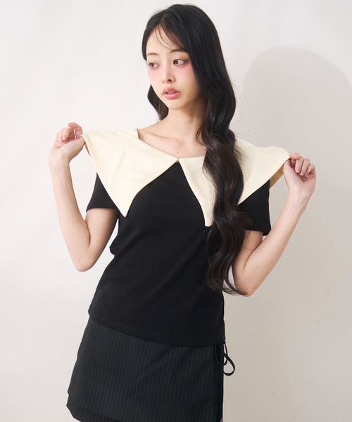 Noelie(ノエリー)の「ビックカラートップス(Tシャツ/カットソー・レディース・ベージュ/ホワイト/ブラック・FREE)」の18枚目の写真