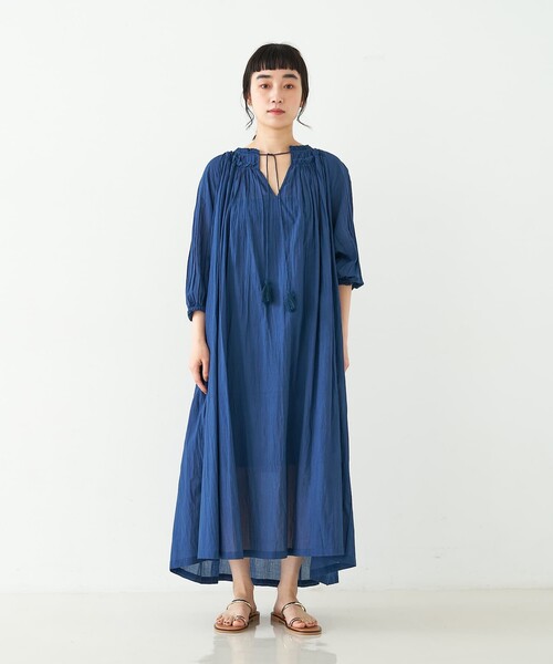 collex(コレックス)の「インド綿2WAYギャサーコットンワンピース(ワンピース・レディース・ブラウン/ネイビー・フリー)」の17枚目の写真