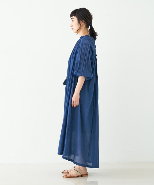 collex(コレックス)の「インド綿2WAYギャサーコットンワンピース(ワンピース・レディース・ブラウン/ネイビー・フリー)」の18枚目の写真