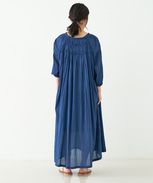 collex(コレックス)の「インド綿2WAYギャサーコットンワンピース(ワンピース・レディース・ブラウン/ネイビー・フリー)」の19枚目の写真