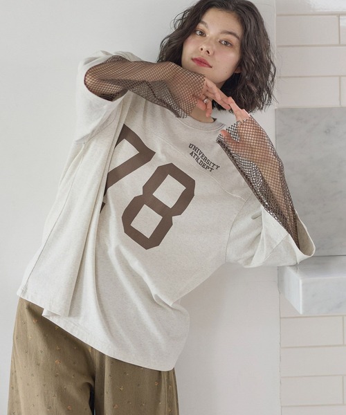 niko and...(ニコアンド)の「アソートレイヤープリントTシャツ(Tシャツ/カットソー・レディース・グリーン/チャコール/ナチュラル・FREE)」の2枚目の写真