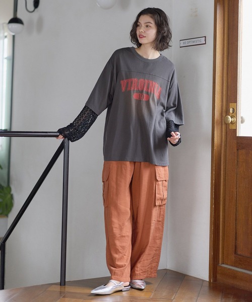 niko and...(ニコアンド)の「アソートレイヤープリントTシャツ(Tシャツ/カットソー・レディース・グリーン/チャコール/ナチュラル・FREE)」の4枚目の写真