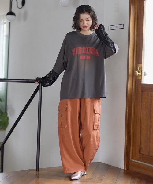 niko and...(ニコアンド)の「アソートレイヤープリントTシャツ(Tシャツ/カットソー・レディース・グリーン/チャコール/ナチュラル・FREE)」の5枚目の写真