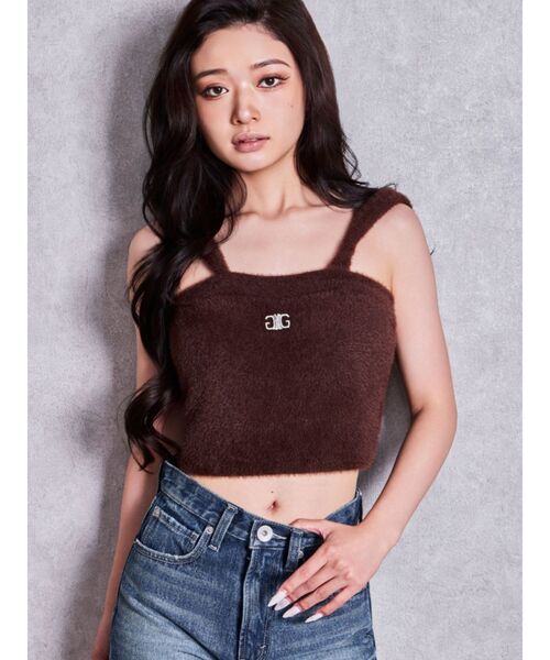 GYDA(ジェイダ)の「SymmetryGYDAミニシャギーニットベアパーカー(ニット/セーター・レディース・ブラック/ブラウン/オフホワイト・FREE)」の1枚目の写真