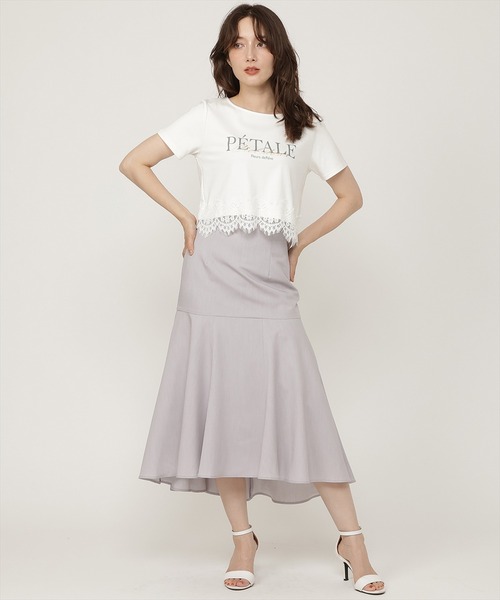 SWINGLE(スウィングル)の「すそレースロゴプリントTシャツ(Tシャツ/カットソー・レディース・ブラウン/オフホワイト/ブラック・FREE)」の4枚目の写真