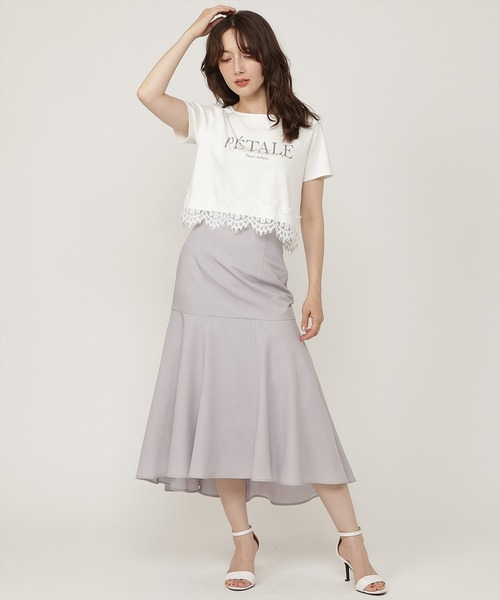 SWINGLE(スウィングル)の「すそレースロゴプリントTシャツ(Tシャツ/カットソー・レディース・ブラウン/オフホワイト/ブラック・FREE)」の5枚目の写真
