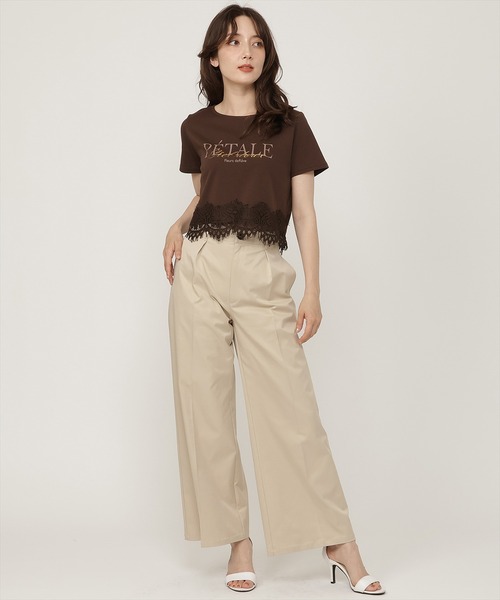 SWINGLE(スウィングル)の「すそレースロゴプリントTシャツ(Tシャツ/カットソー・レディース・ブラウン/オフホワイト/ブラック・FREE)」の10枚目の写真