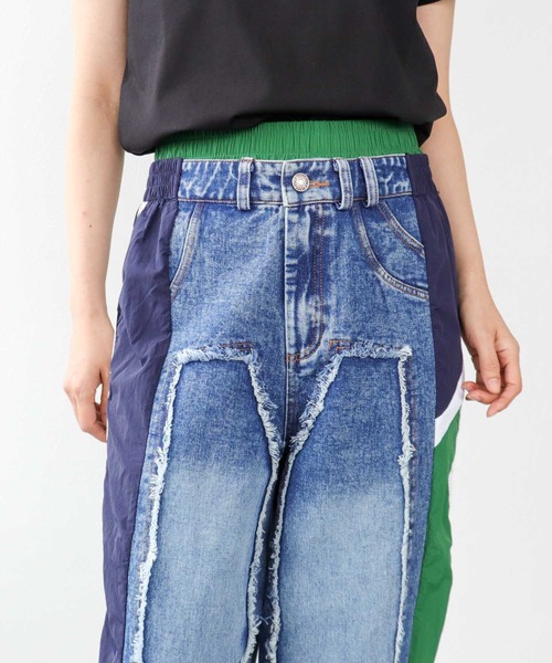 Three Four Time（ｽﾘｰﾌｫｰﾀｲﾑ）の「サイドスイッチデニムパンツ（デニムパンツ・レディース・グリーン・ONE SIZE）」の19枚目の写真