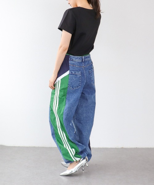 Three Four Time（ｽﾘｰﾌｫｰﾀｲﾑ）の「サイドスイッチデニムパンツ（デニムパンツ・レディース・グリーン・ONE SIZE）」の13枚目の写真
