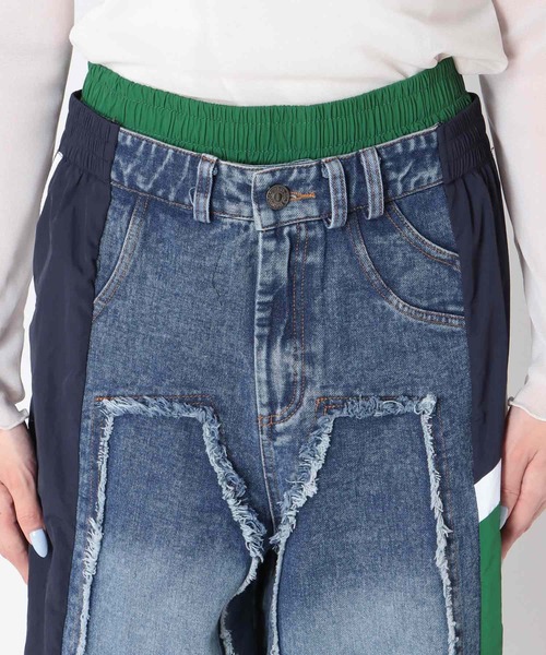 Three Four Time（ｽﾘｰﾌｫｰﾀｲﾑ）の「サイドスイッチデニムパンツ（デニムパンツ・レディース・グリーン・ONE SIZE）」の7枚目の写真
