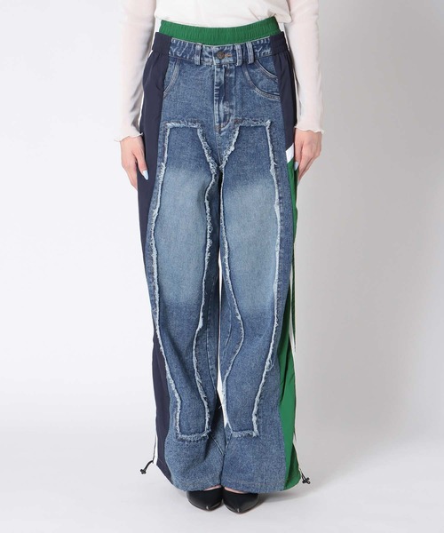 Three Four Time（ｽﾘｰﾌｫｰﾀｲﾑ）の「サイドスイッチデニムパンツ（デニムパンツ・レディース・グリーン・ONE SIZE）」の4枚目の写真